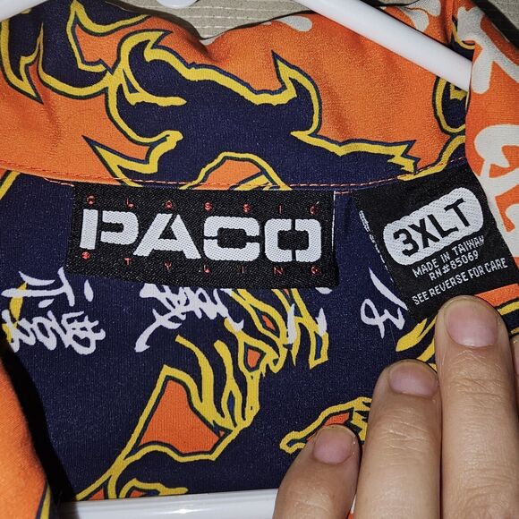 PACO Jeans Dragon Design Button Down Shirt Men's Size 3XLT Casual Y2K - Picture 3 of 6